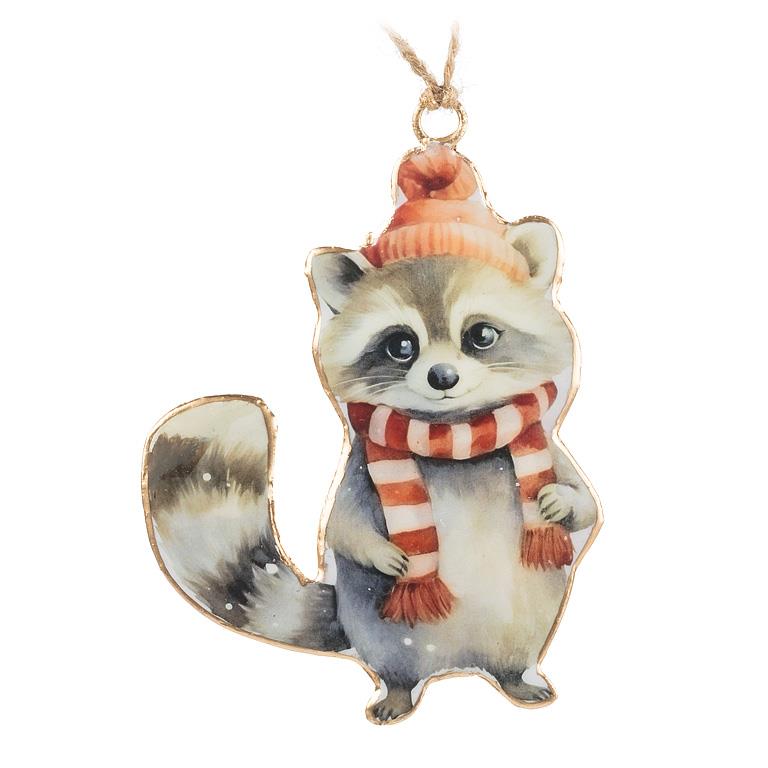 Winter Raccoon Ornament-4"H - Out of the Blue