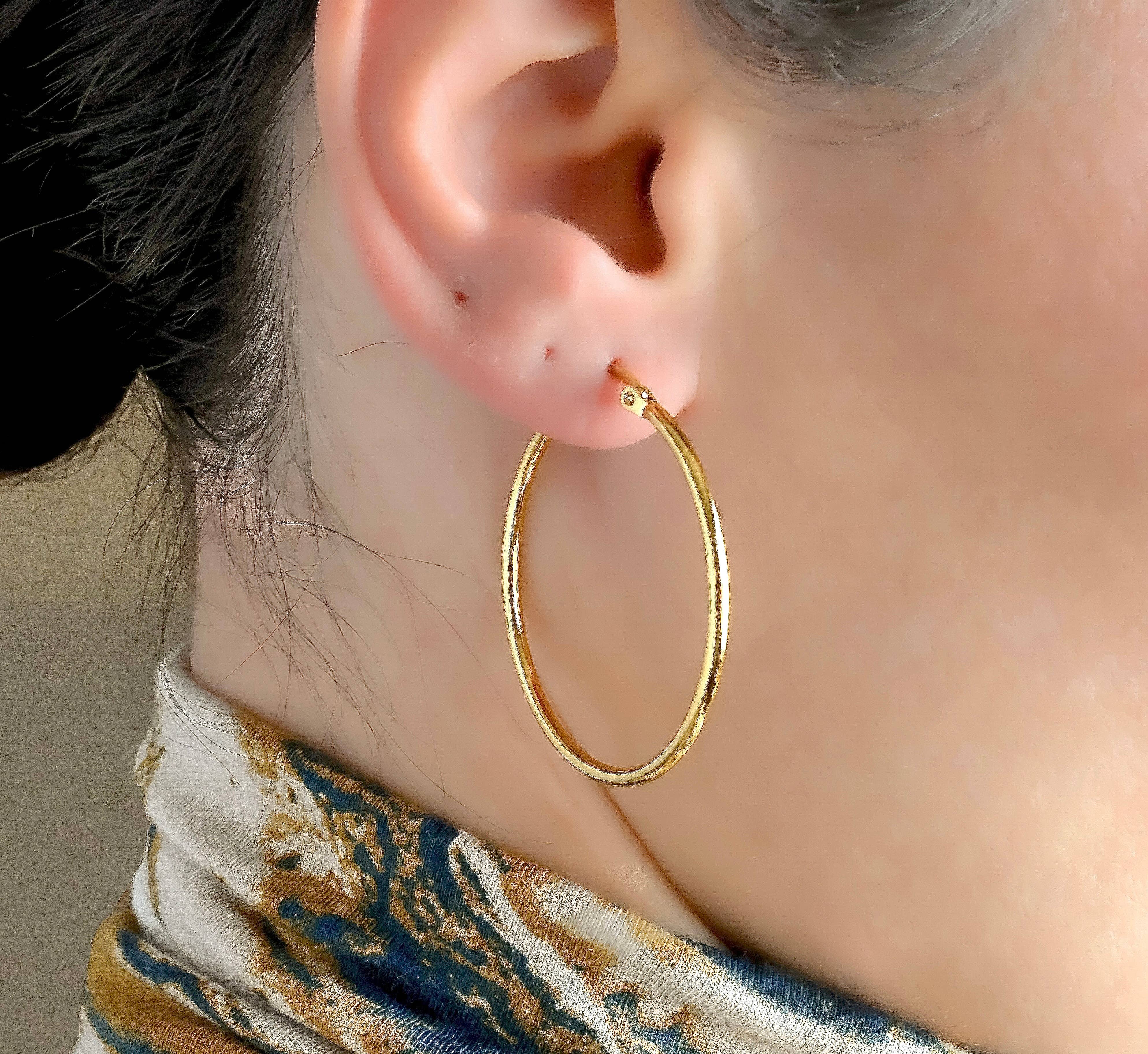 1.8 mm Large Gold Tarnish-free Hoop Earrings - Out of the Blue