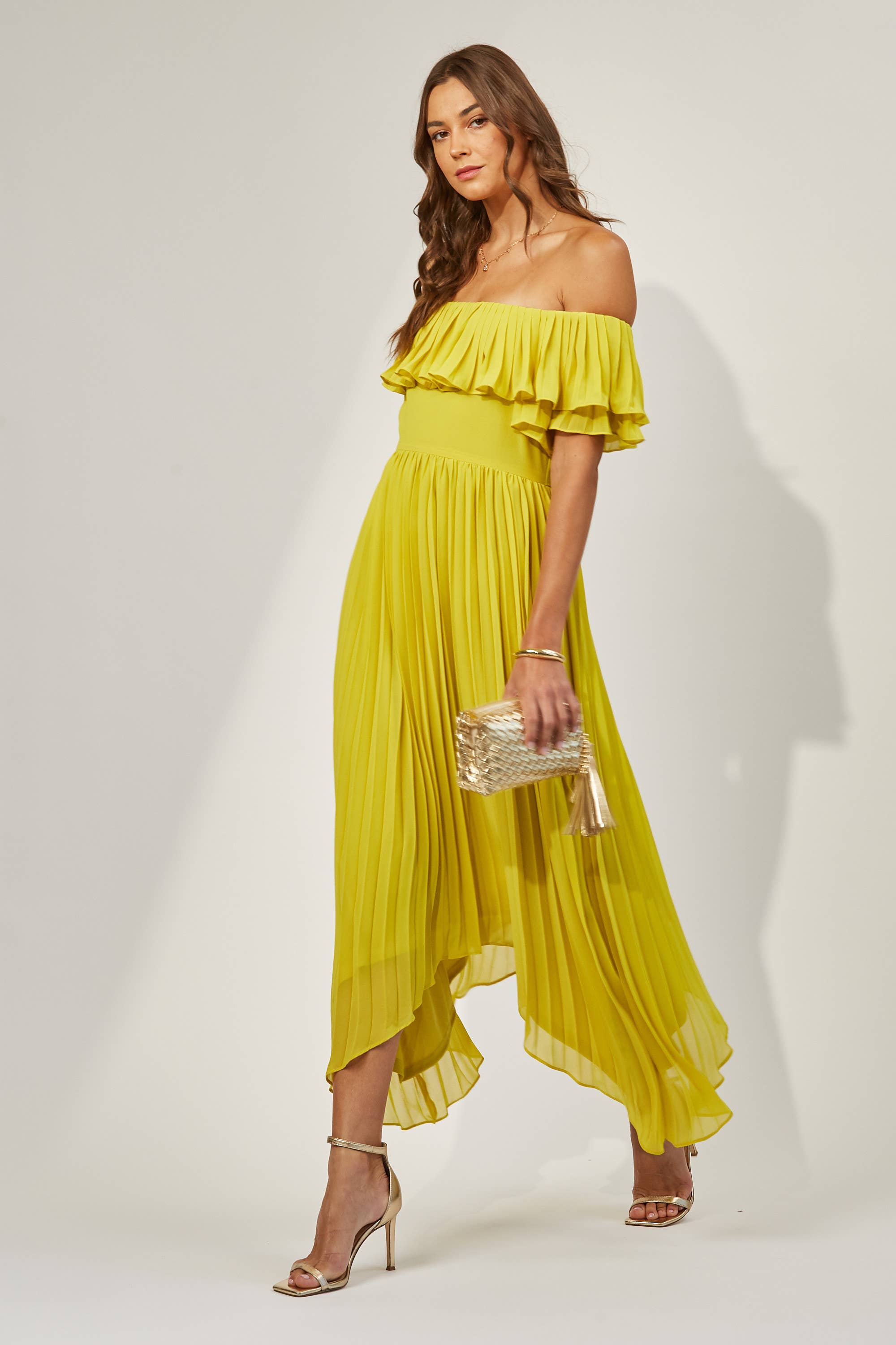 Kinsley plisse off shoulder dress - Out of the Blue