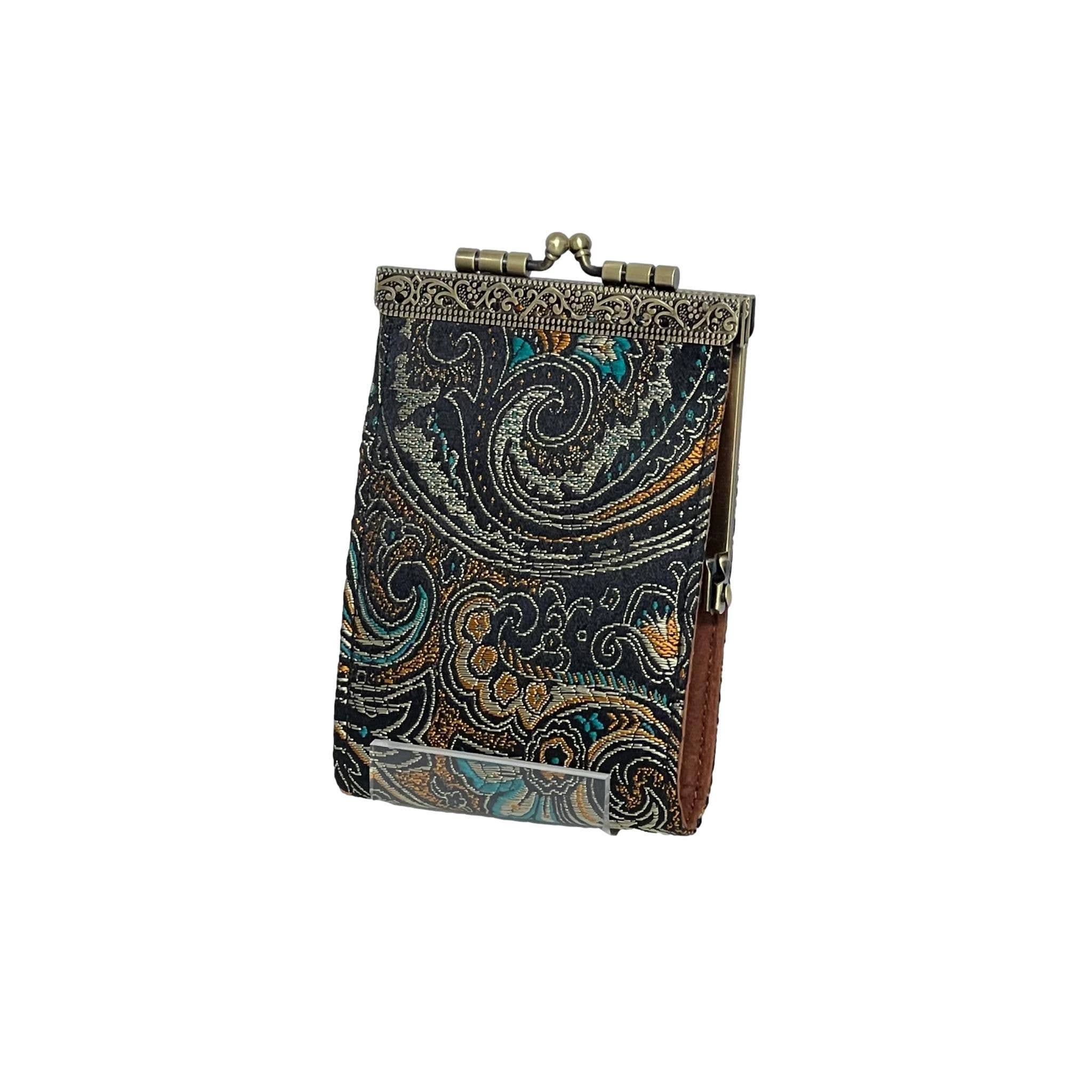 Paisley Pattern Brocade Card Holder with RFID Protection