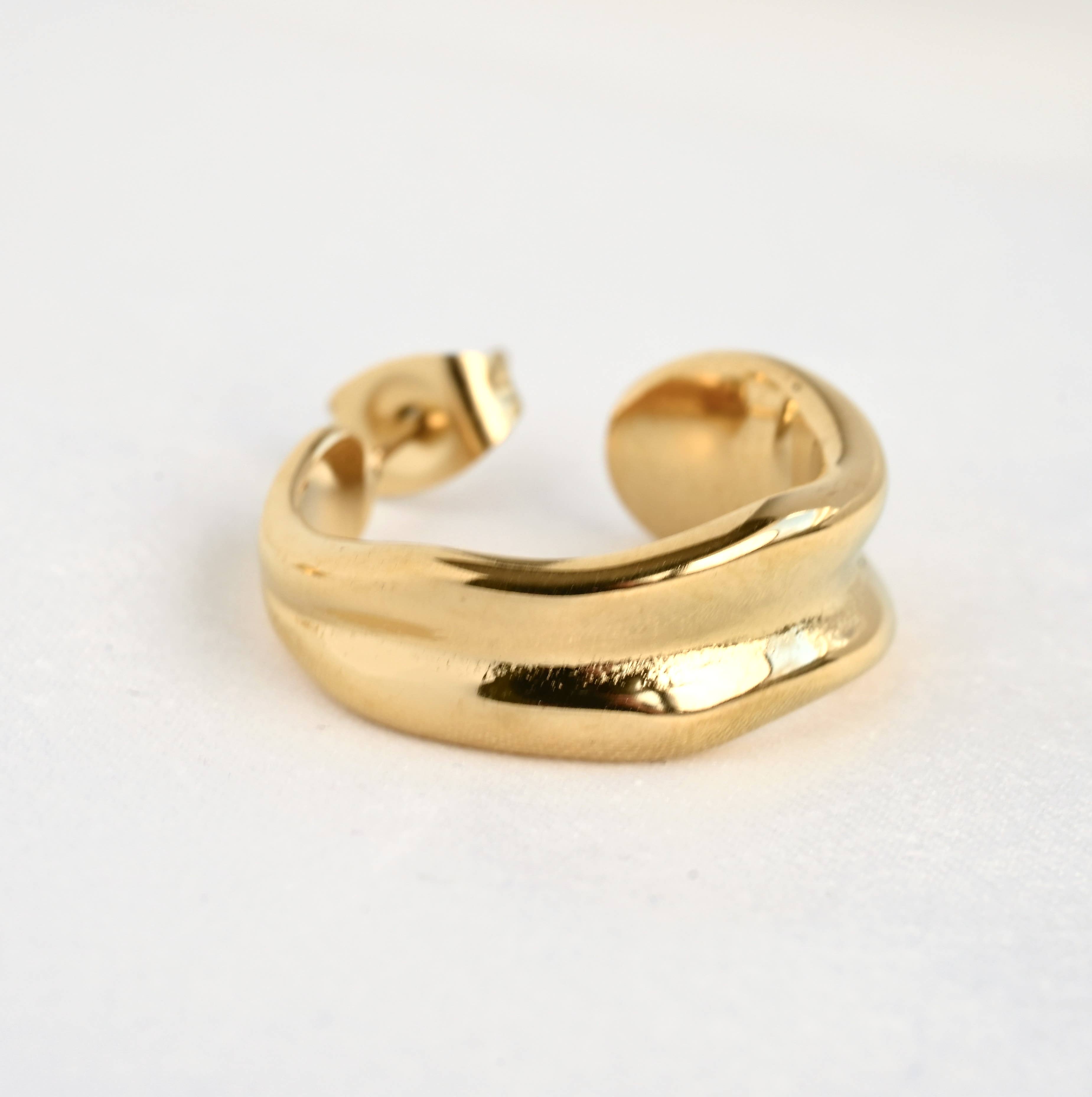 Wide Sculptural Vintage Style 18k Gold Hoop Earrings - Out of the Blue