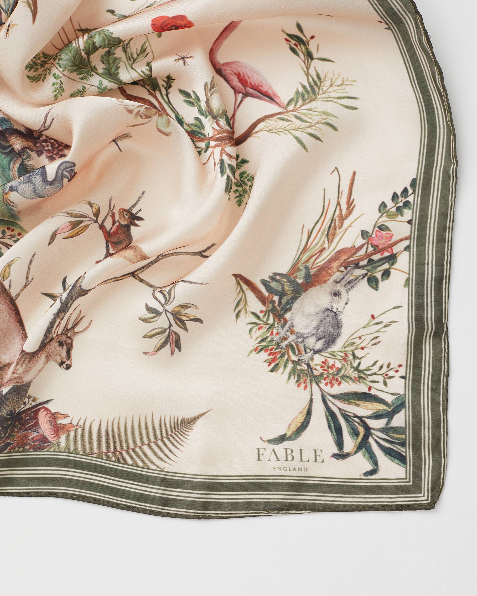 Toile de Jouy Olive Green Square Scarf - Out of the Blue
