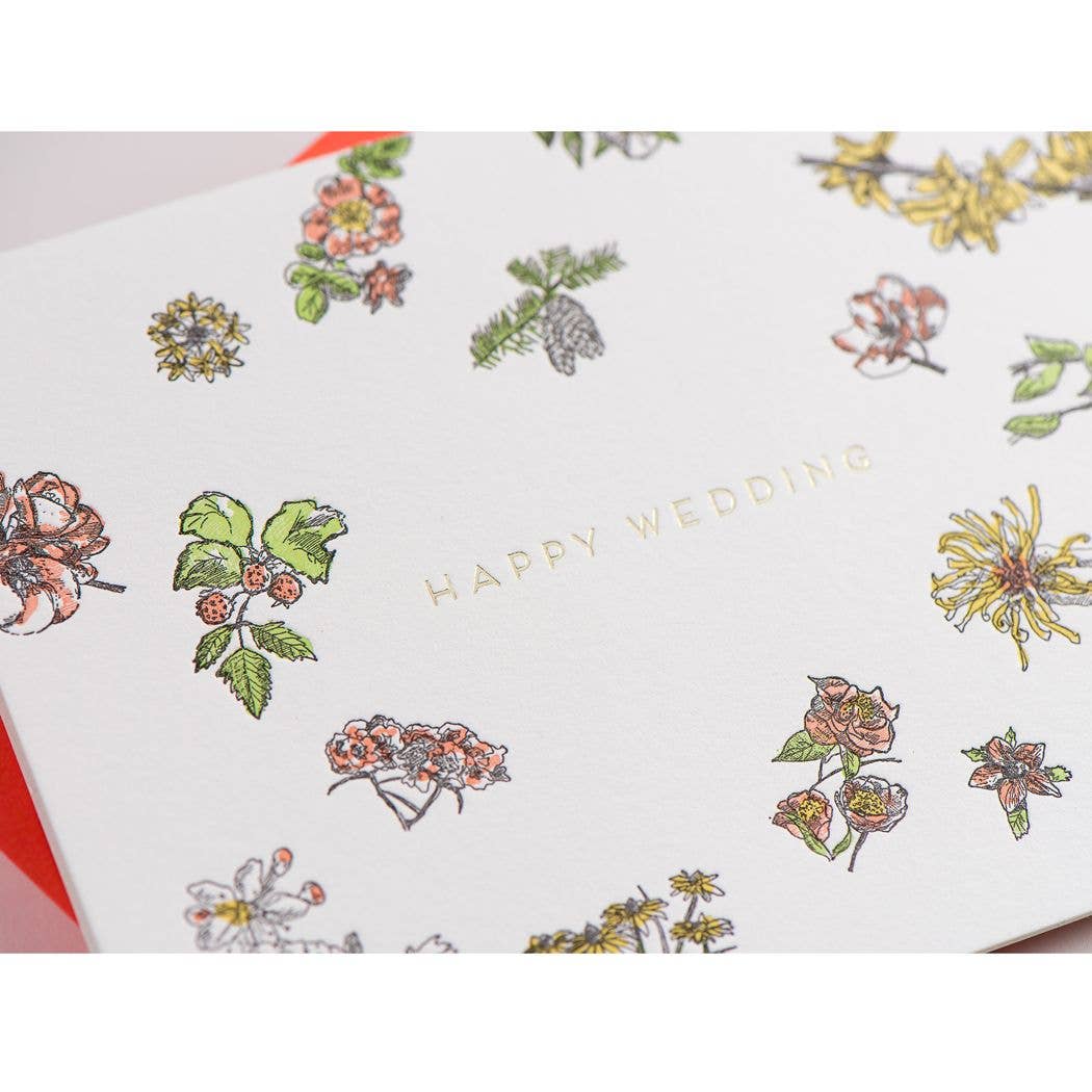 Happy Wedding Floral Card - Out of the Blue