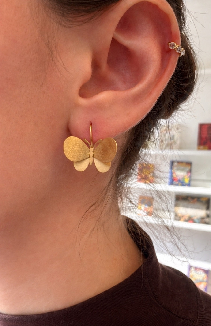 Matte Gold Butterfly Earrings - Out of the Blue