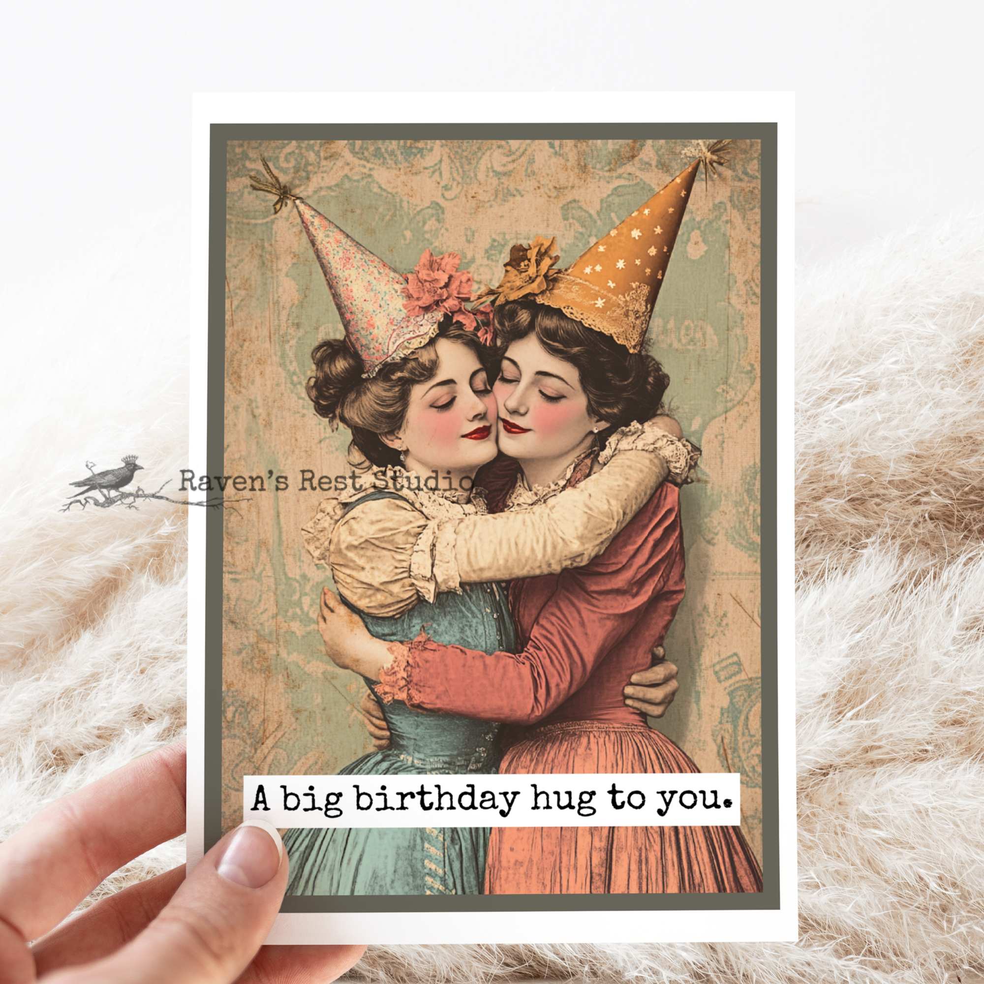 Birthday Card. Vintage Retro Style. A Big Birthday Hug!