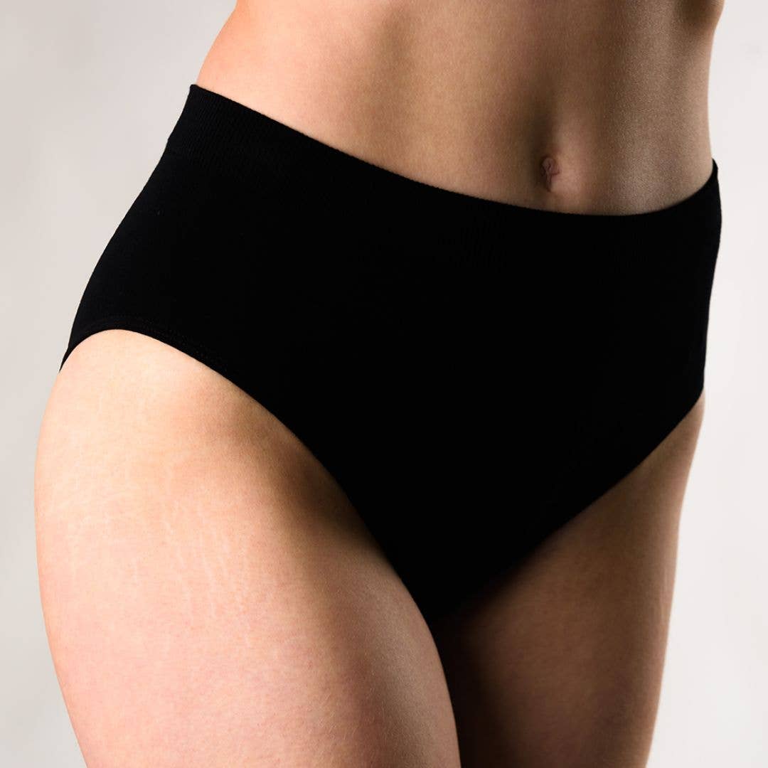 2 Piece/Pk Full Brief High Waisted Bamboo Underwear - Black