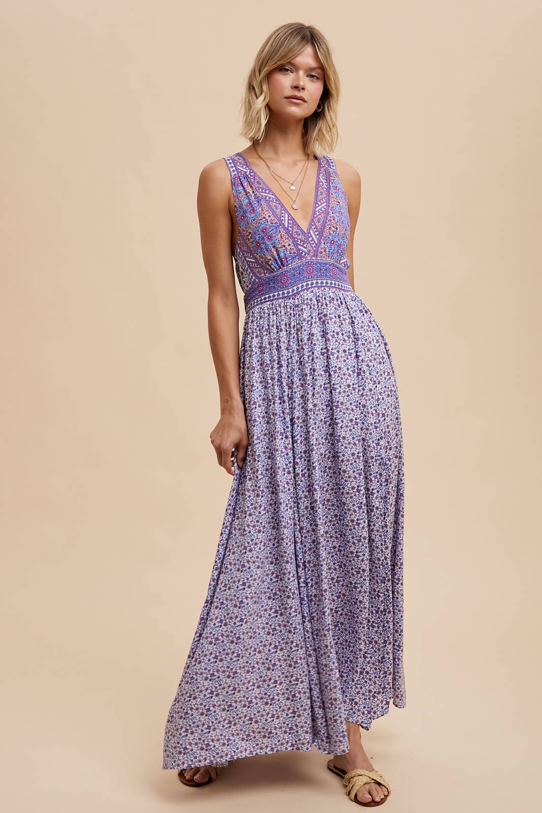 BORDER PRINT MAXI DRESS - Out of the Blue
