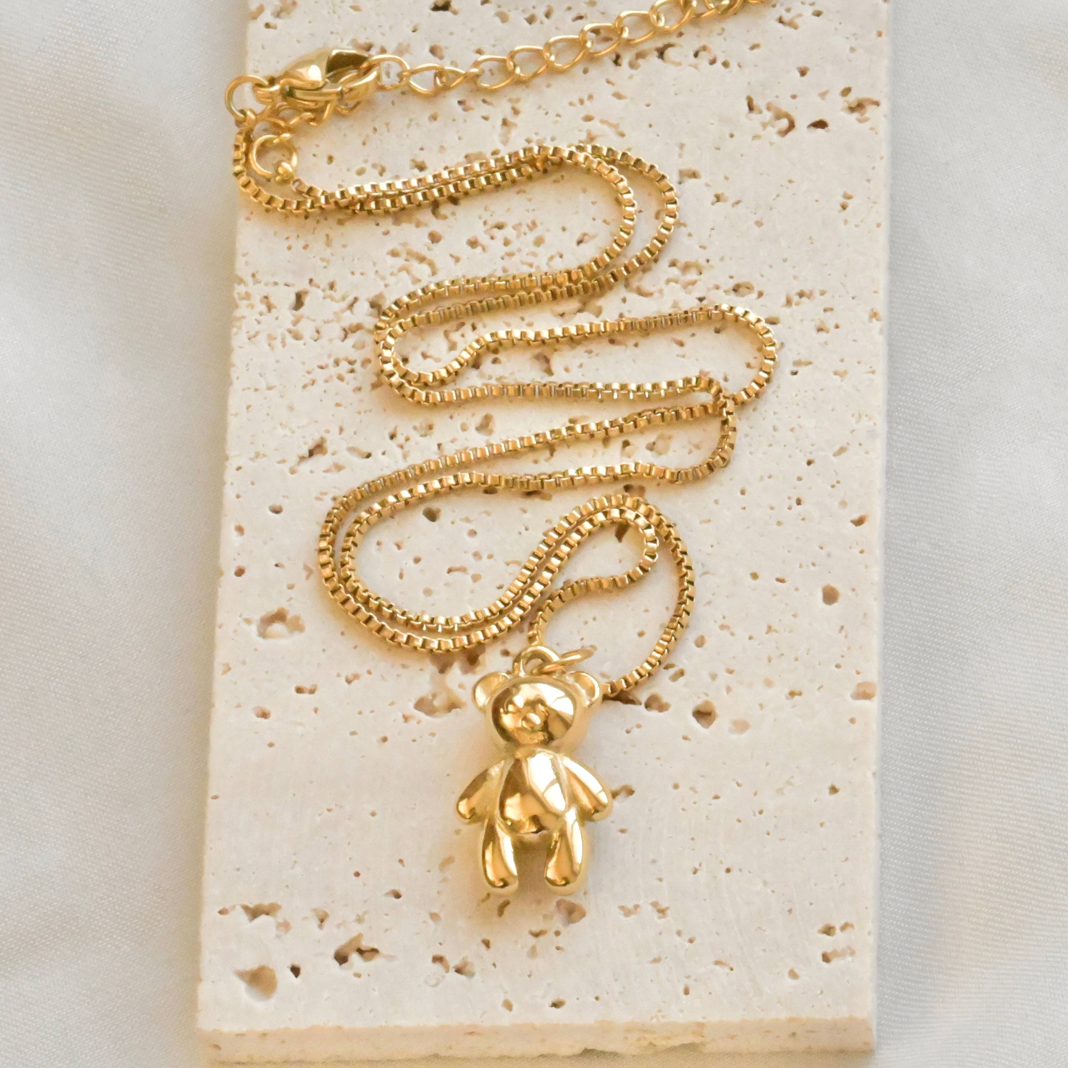 Whimsical Teddy Bear 18k Gold Pendant Necklace - Out of the Blue