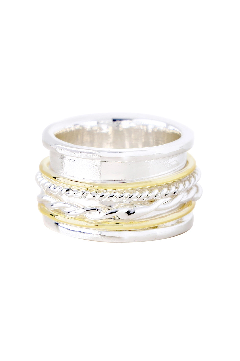 Two Tone Woven Band Spinner Ring