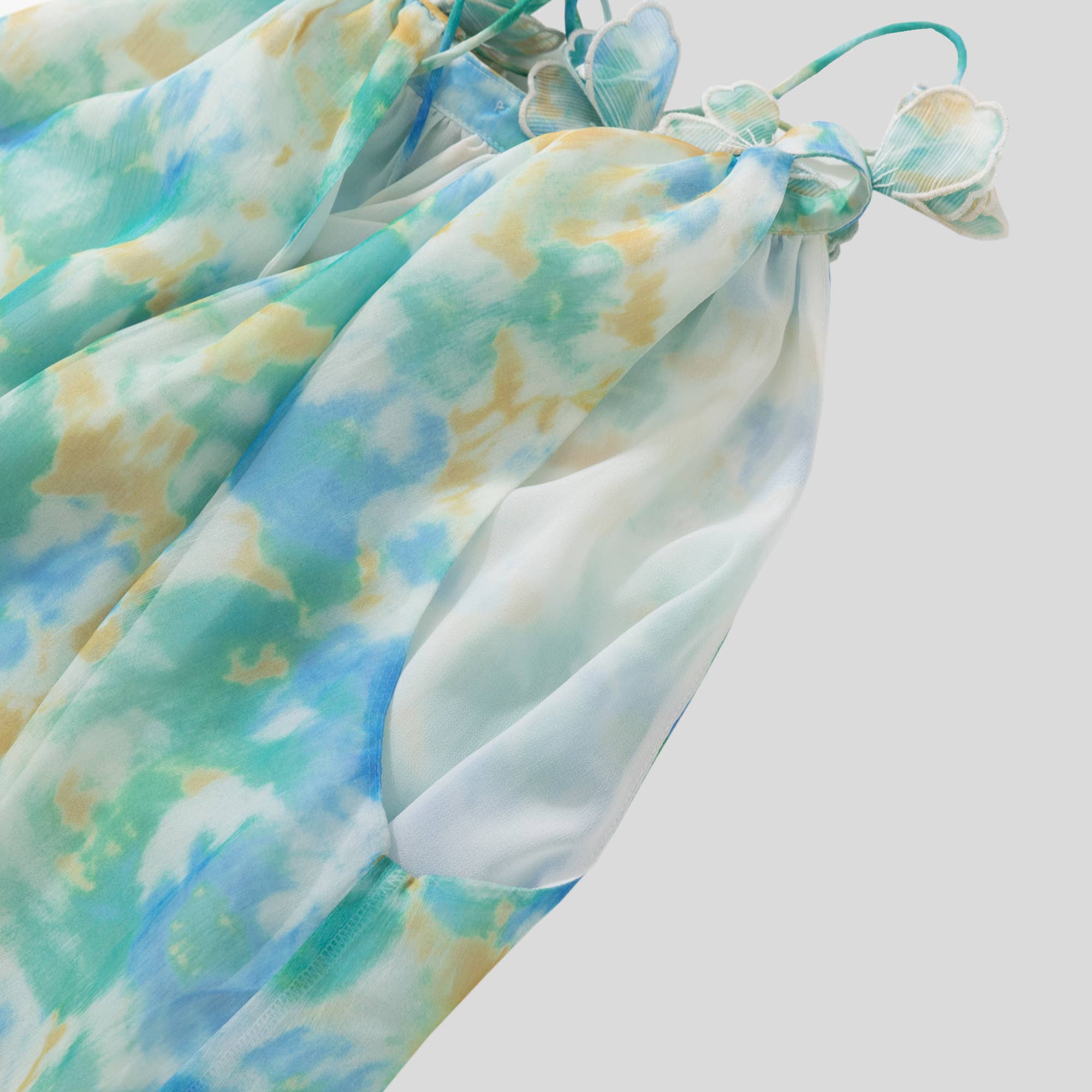 Watercolor Halter-Neck Chiffon Maxi Dress - Out of the Blue