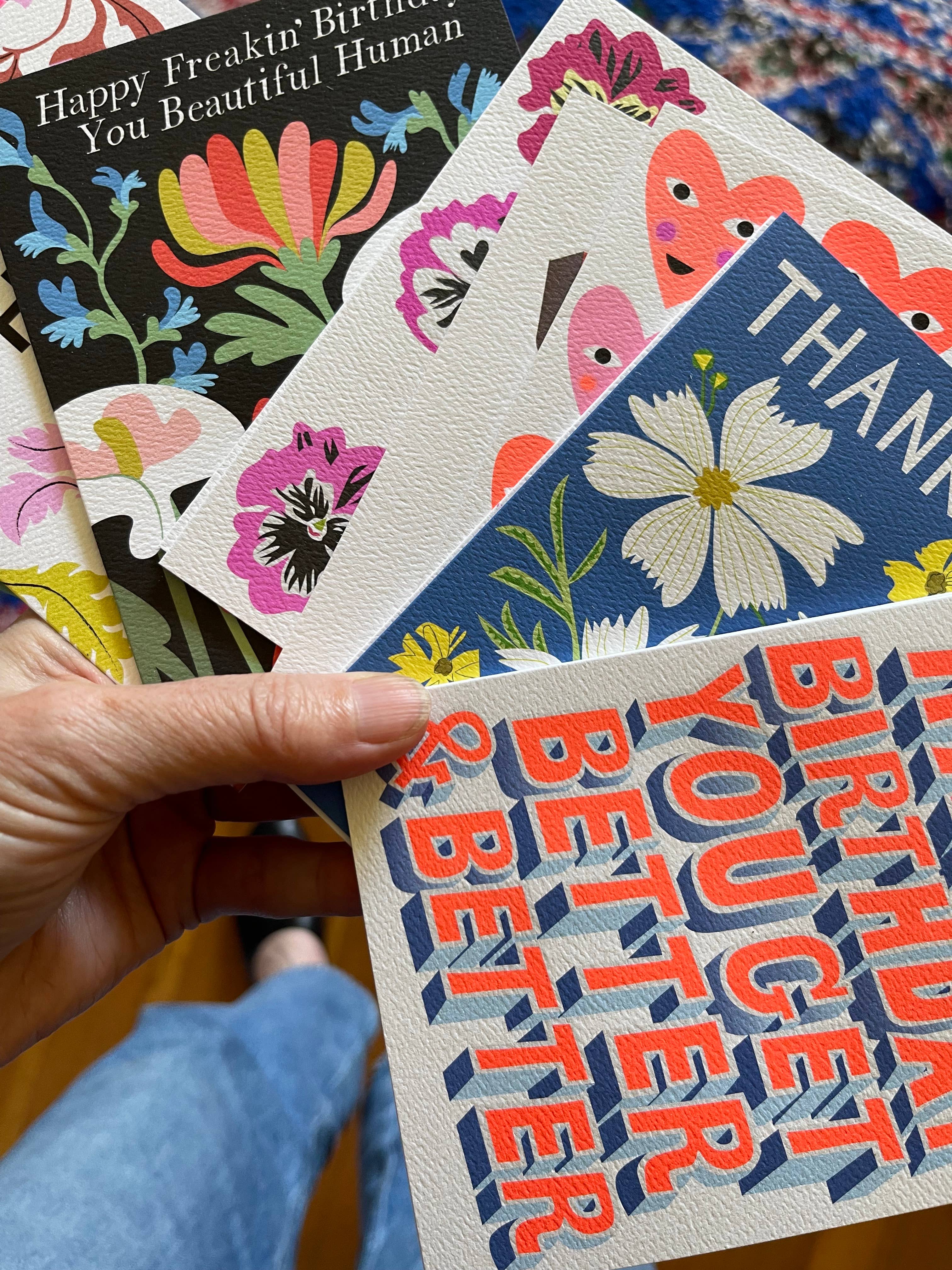 Beautiful Poppy Happy Freakin' Birthday Note Card - Out of the Blue