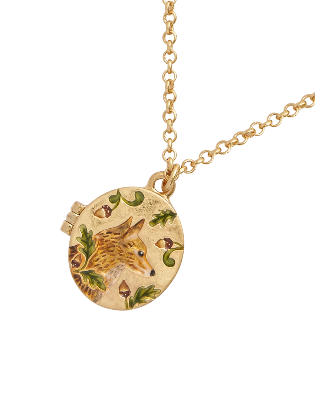 Fox & Acorn Oval Locket