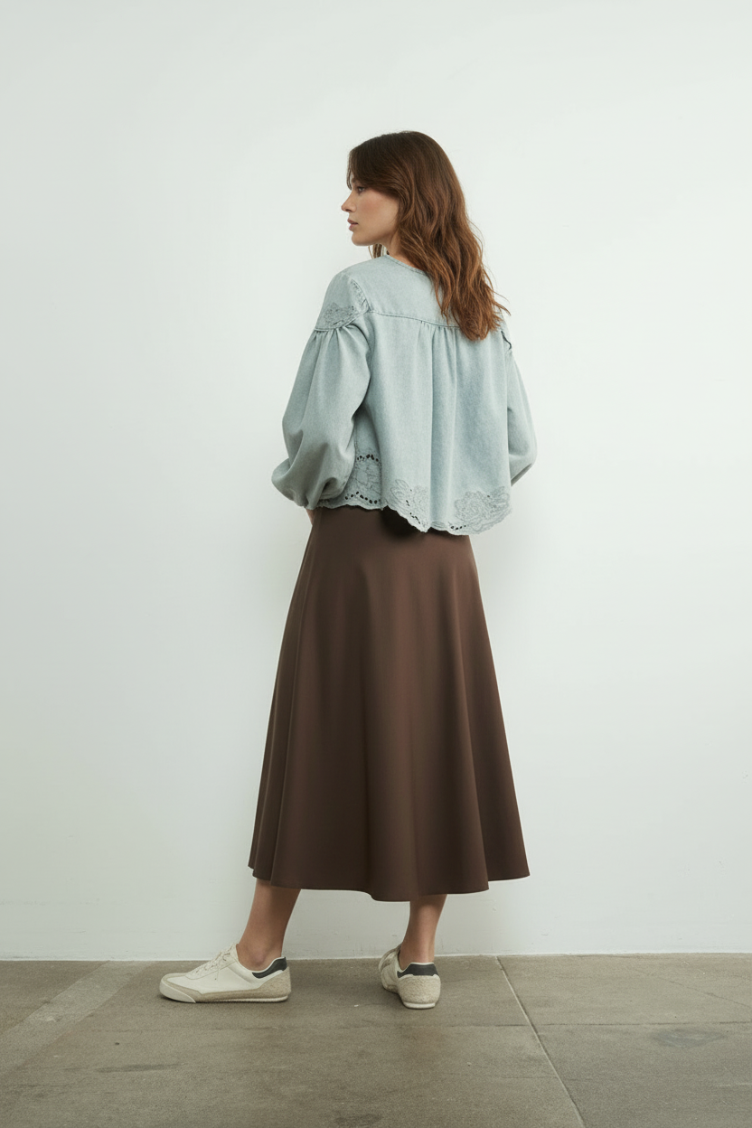 DENIM EMBROIDERY BLOUSE