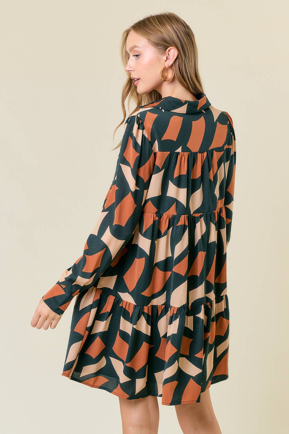 Abstract Print Smock Dress