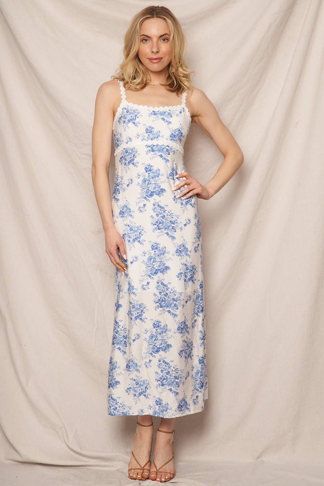 Blue Roses Midi Dress