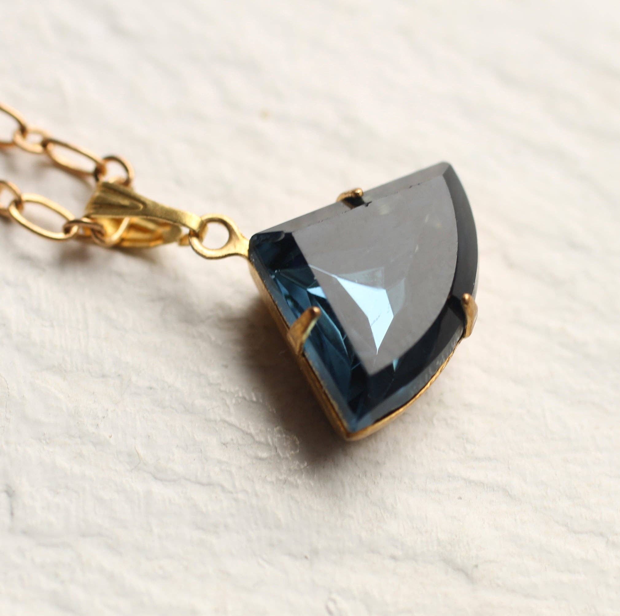Navy Blue Art Deco Necklace - Out of the Blue