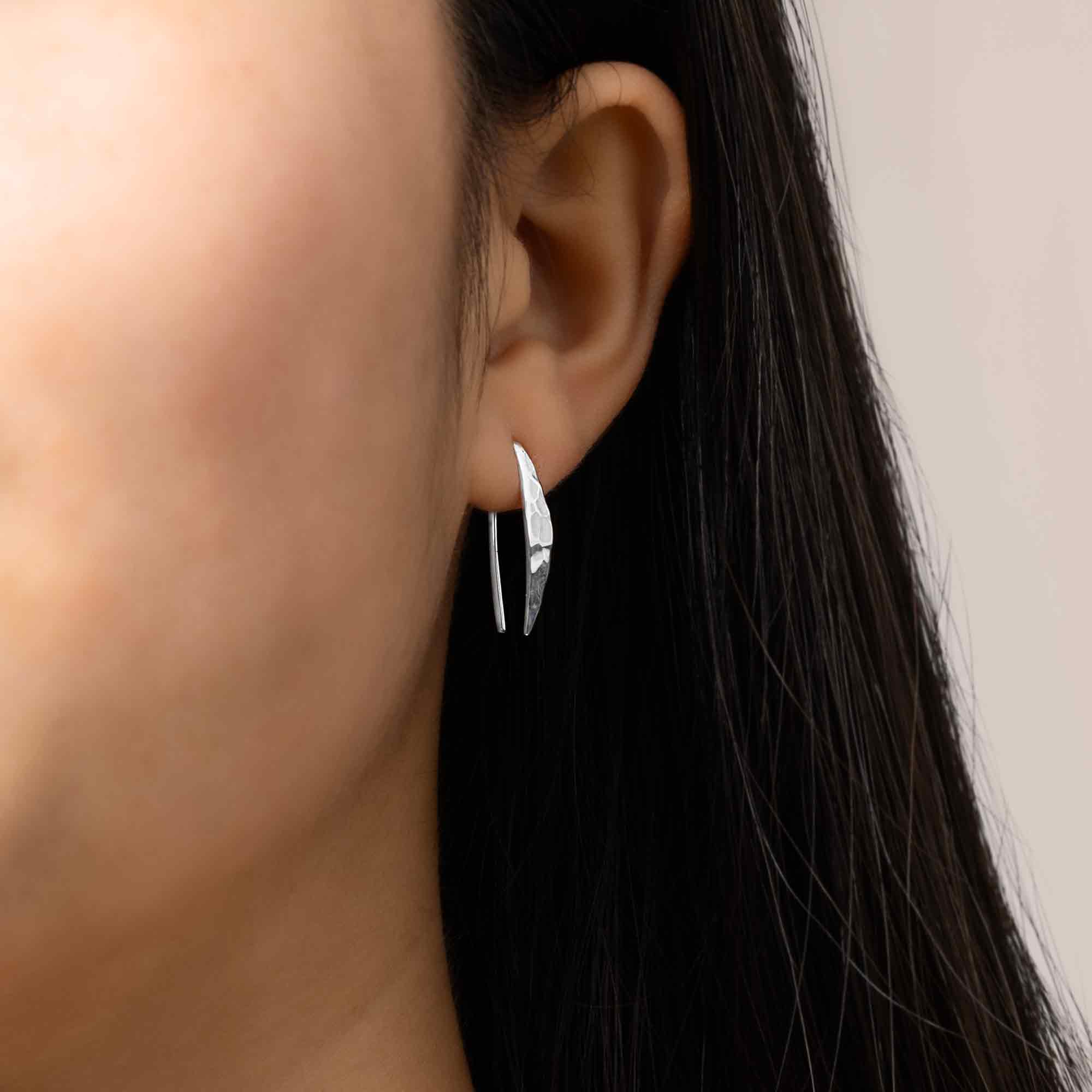 Sterling Silver Hammered Arc Earrings - Out of the Blue