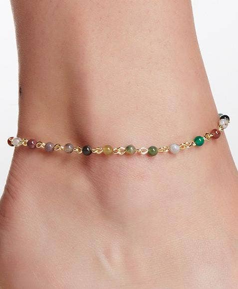 Mixed Jasper Beaded Anklet - Out of the Blue