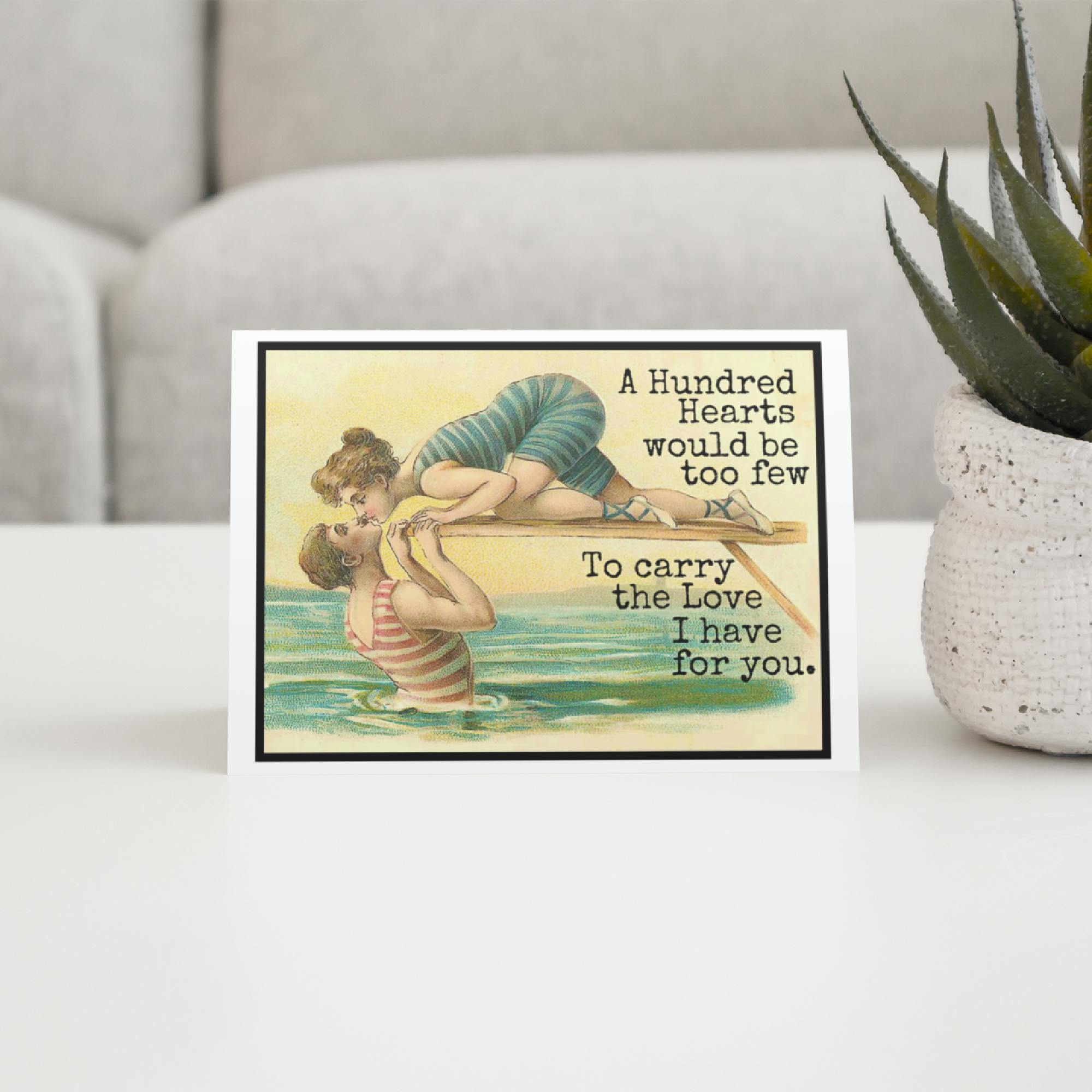 Greeting Card. A Hundred Hearts Would Be Too Few... Love - Out of the Blue