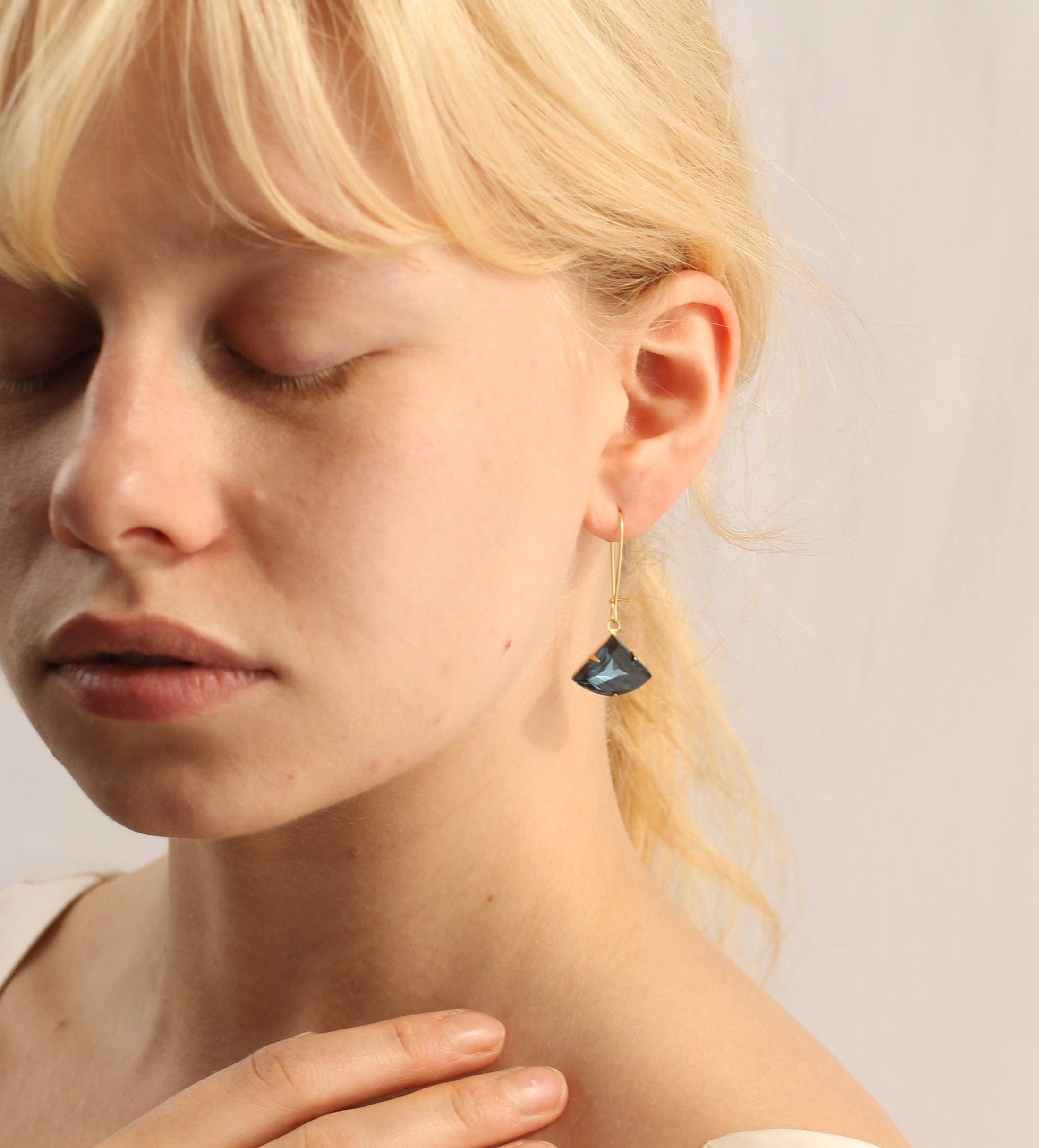 French Navy Art Deco Earrings - Out of the Blue