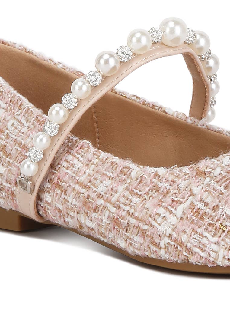 Mowie Tweed Mary Jane Ballet Flats: US-10 / UK-8 / EU-41 / Blush - Out of the Blue