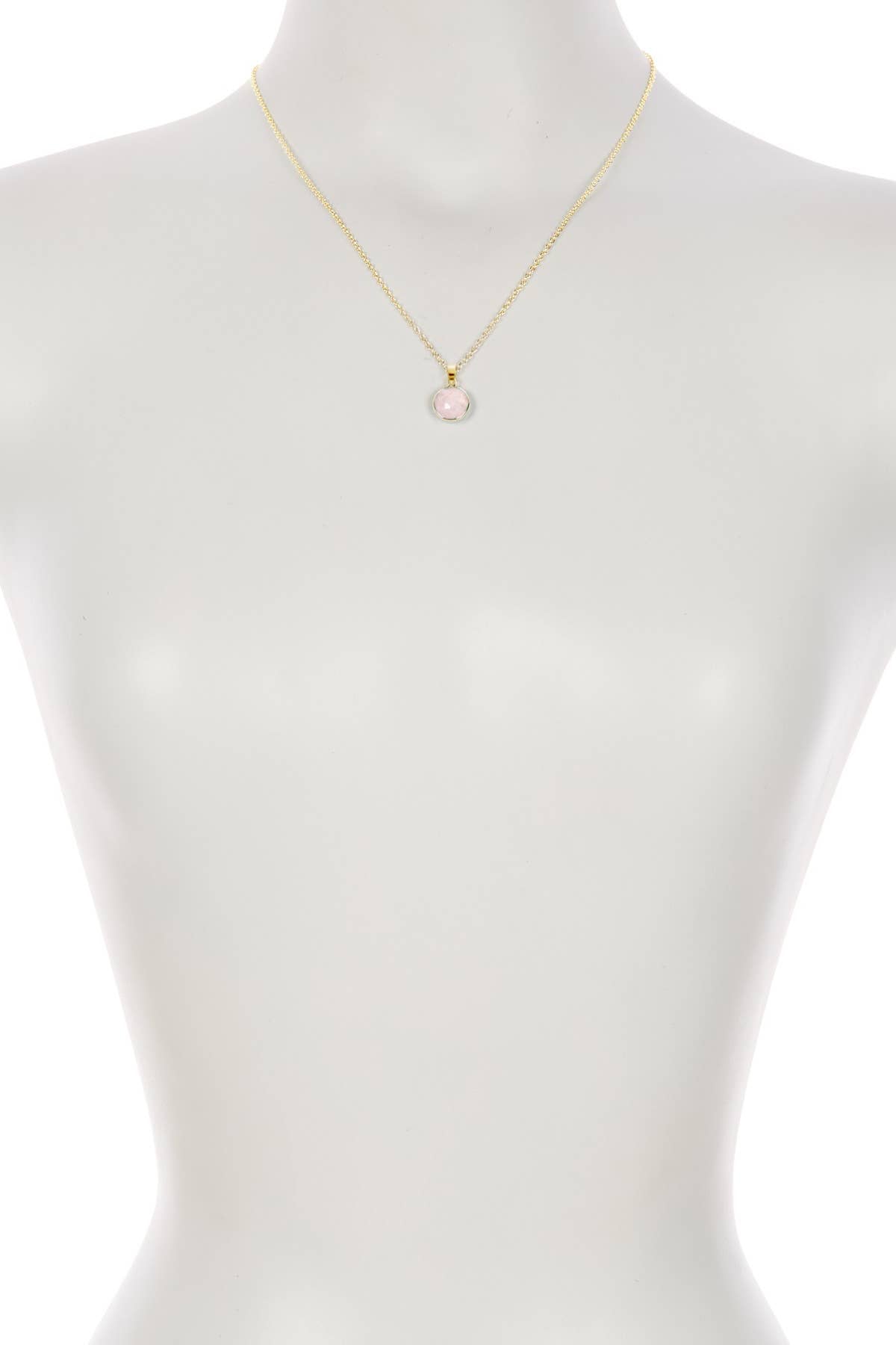 Rose Quartz Round Pendant Necklace - GF