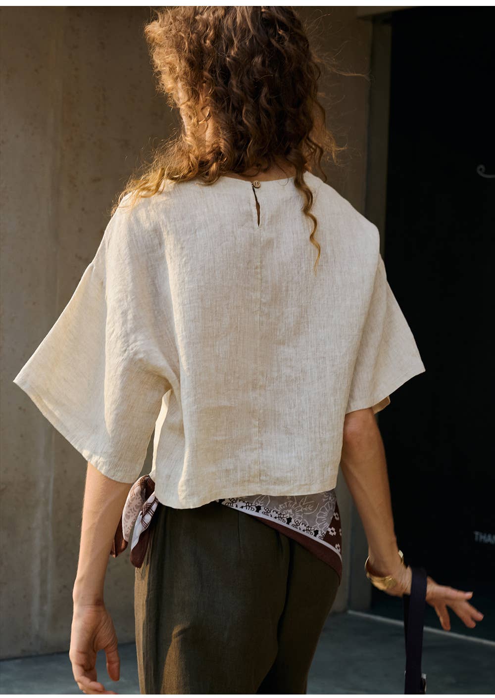 100% Linen Bell Sleeve Top - Out of the Blue