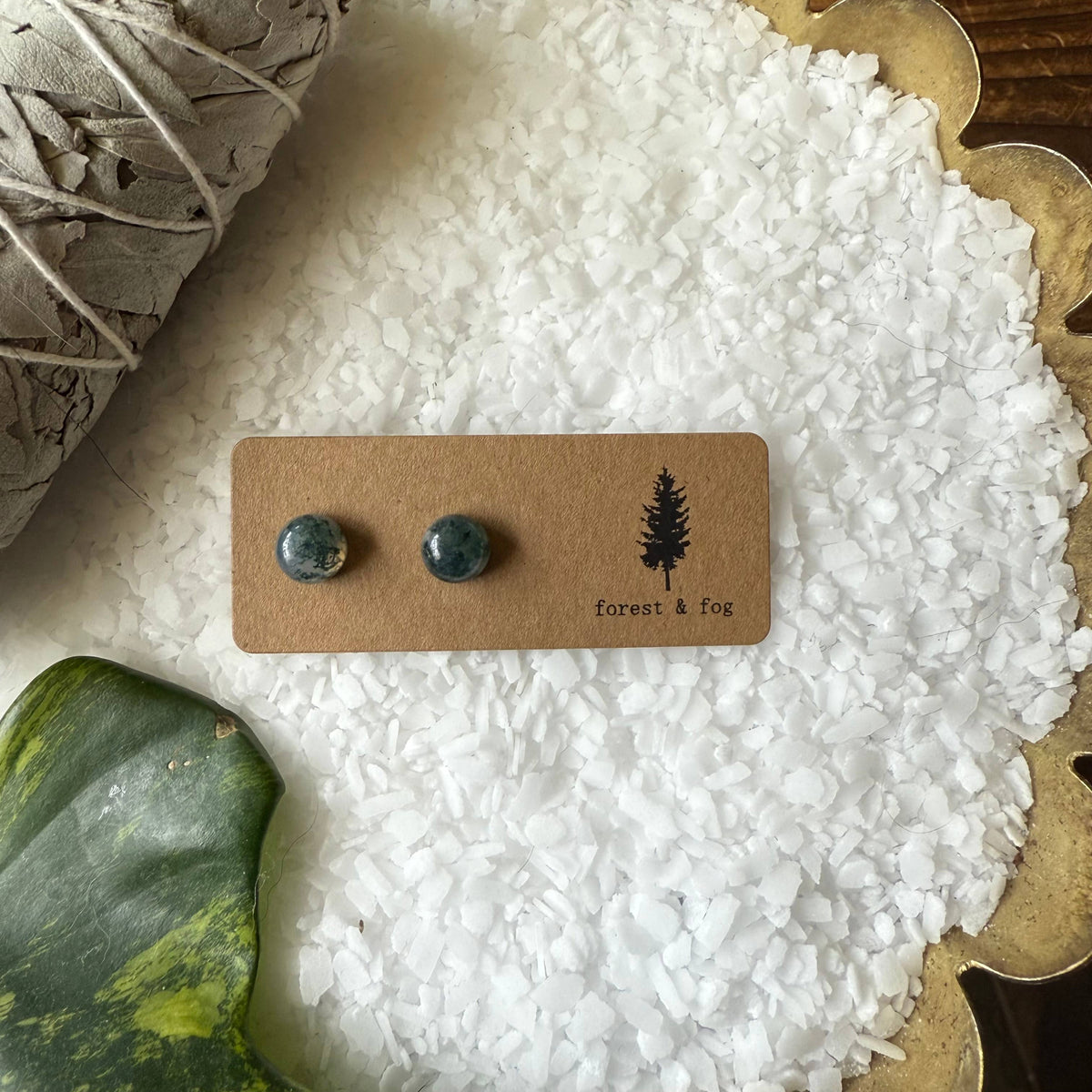 Moss Agate Stud