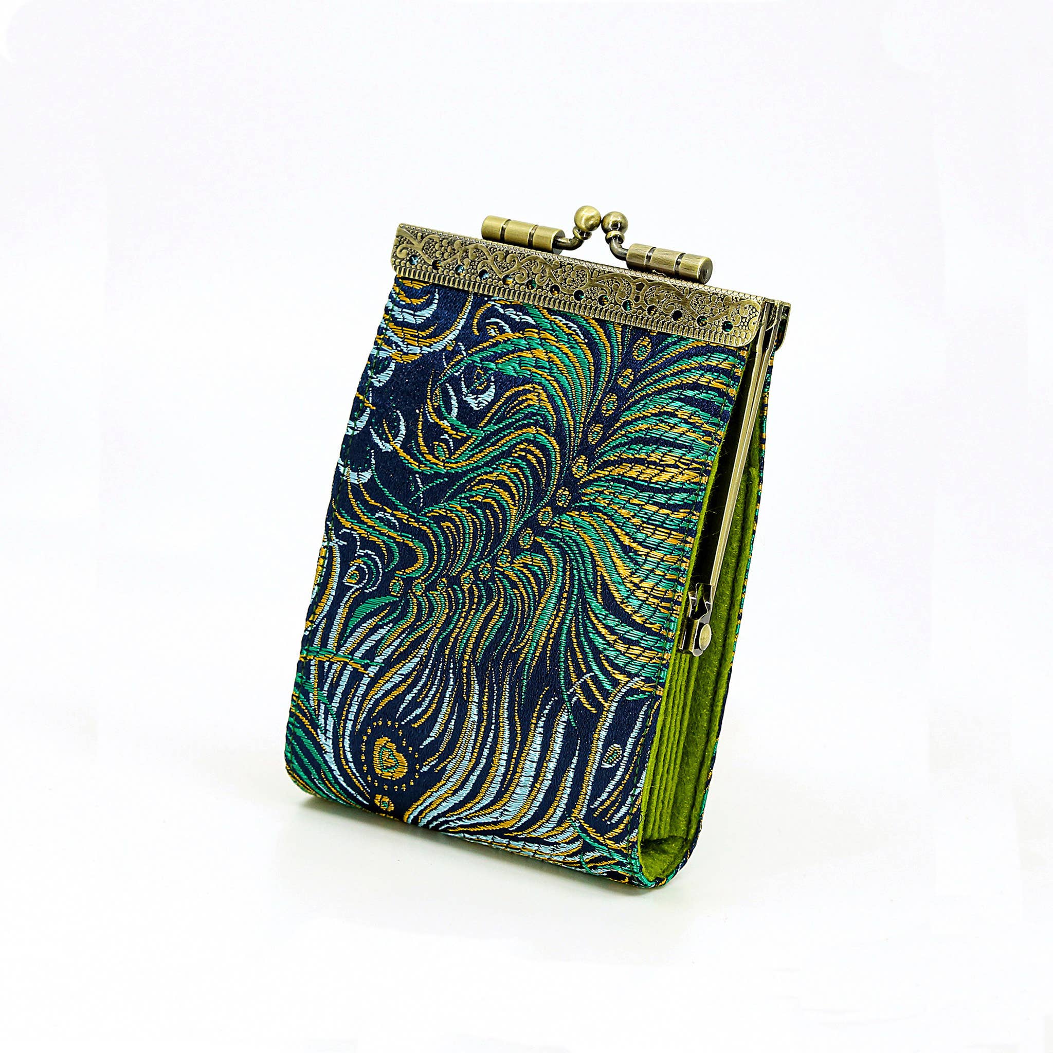 Blue/Gold Peacock Card Holder