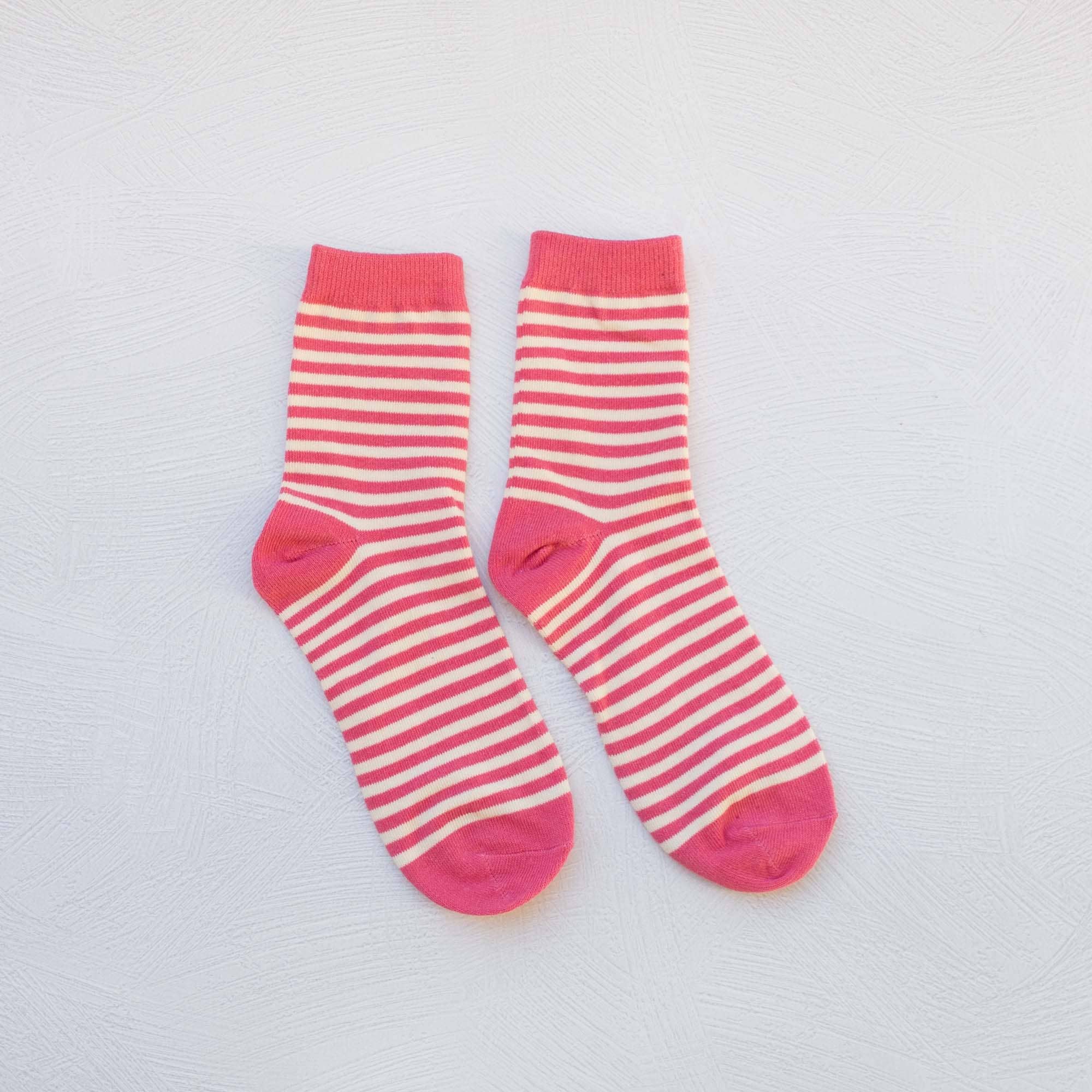 Rasberry  Stripe  Socks - Out of the Blue