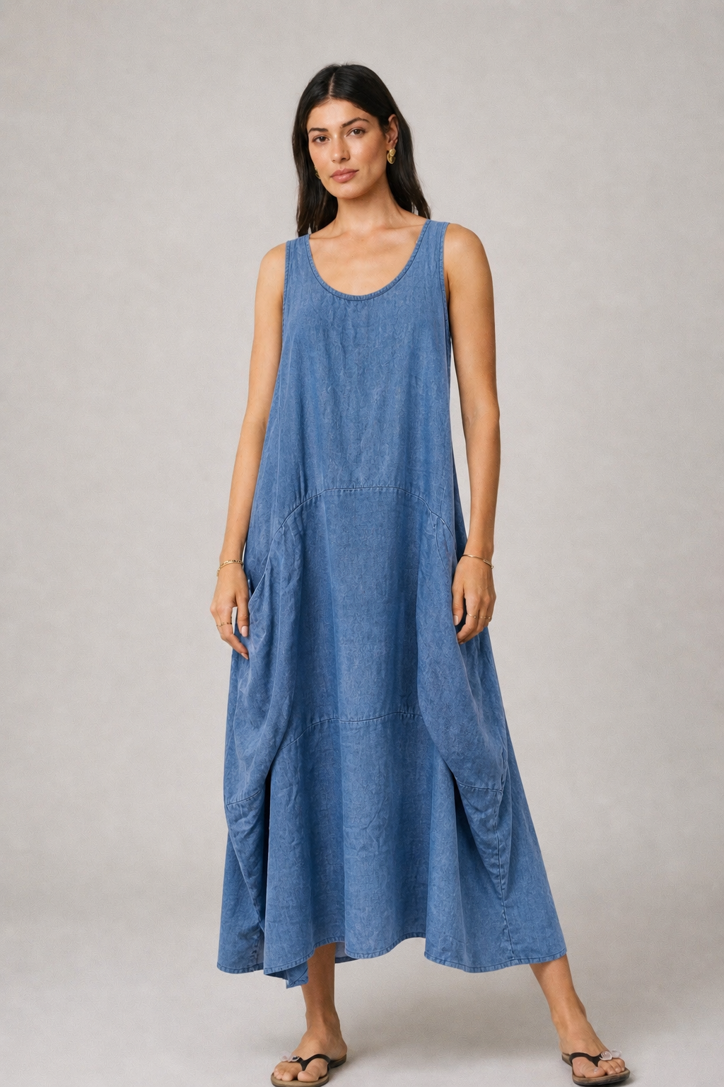 Sleeveless Linen Dress - Out of the Blue