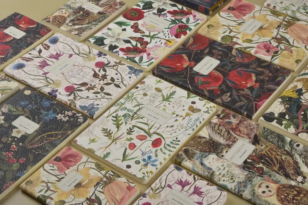 Vegan Leather A5 Notebook - Symmetrical Flora - Out of the Blue