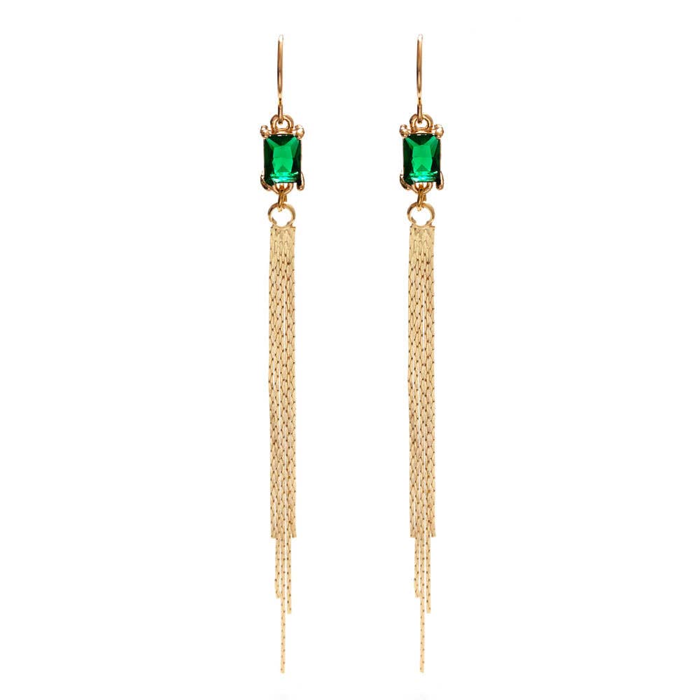 Emerald Duster Holiday Earrings - Out of the Blue