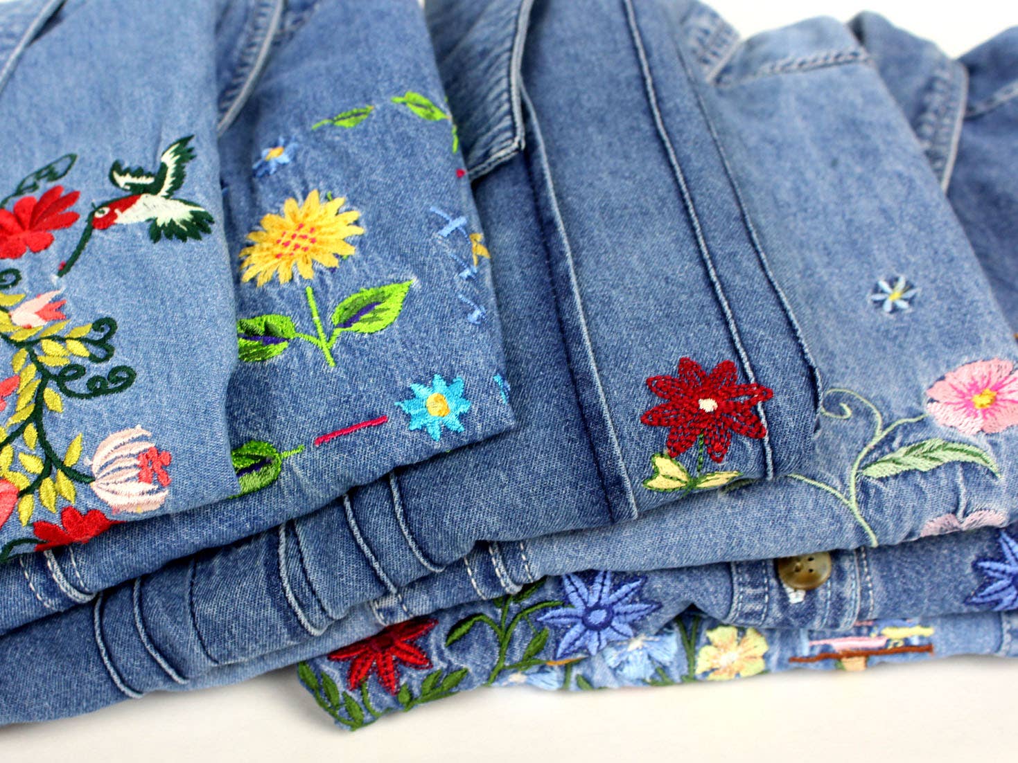 Reworked Vintage Denim Button-Up Shirt - Cropped - Out of the Blue