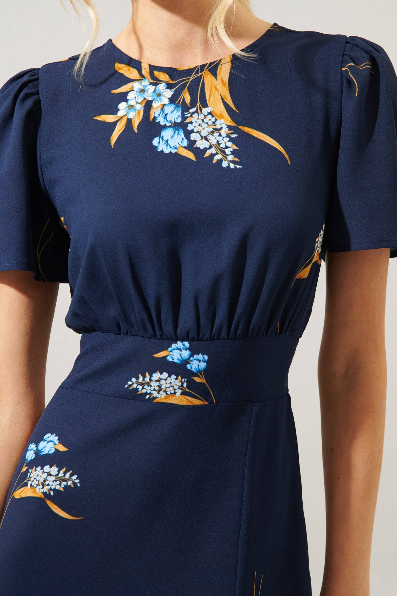 Dusk Bloom Floral Midi Dress: Navy Multi / XS - Out of the Blue