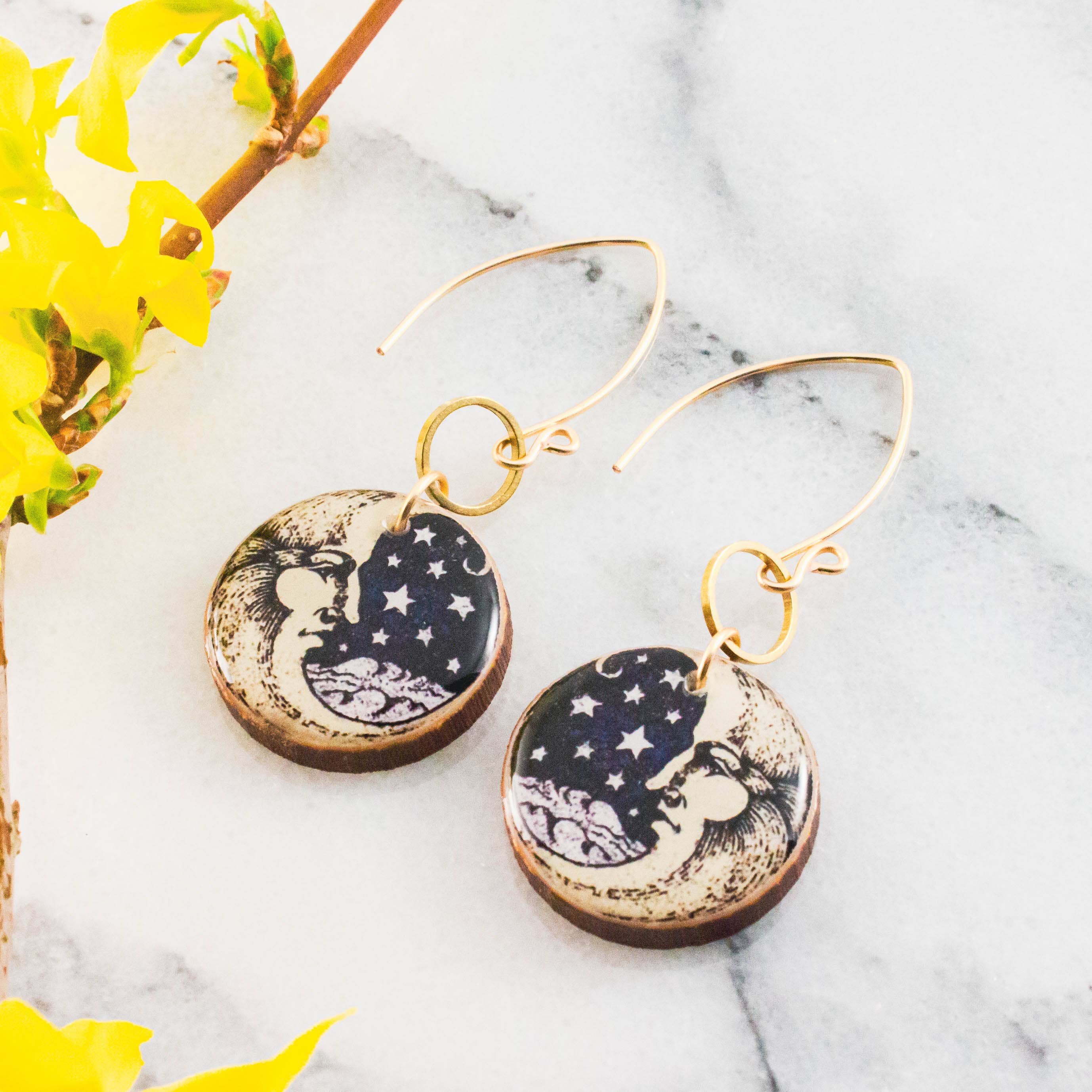 Moon Circle Earrings - Out of the Blue