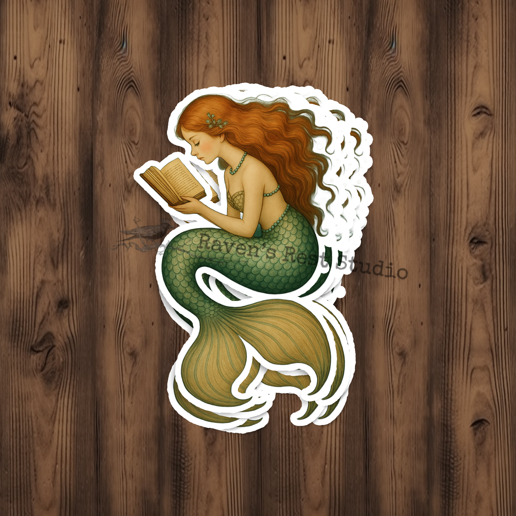 STICKER. Mermaid Reading a Book. - Out of the Blue