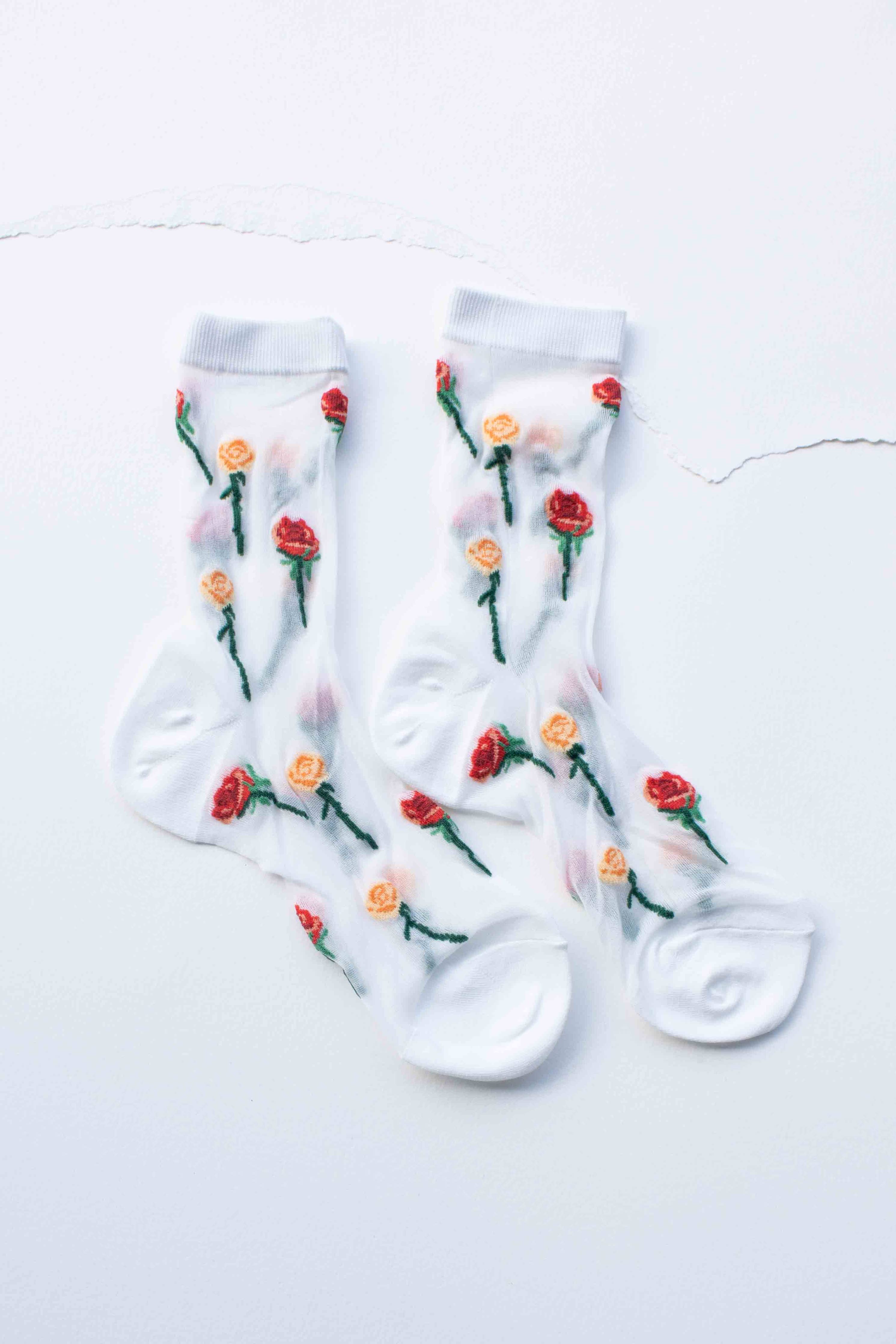 Sheer Floral Mesh Socks - Out of the Blue