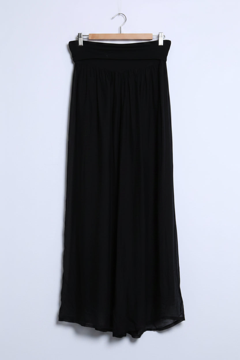 High-waisted fluid pants with wide legs for 20643