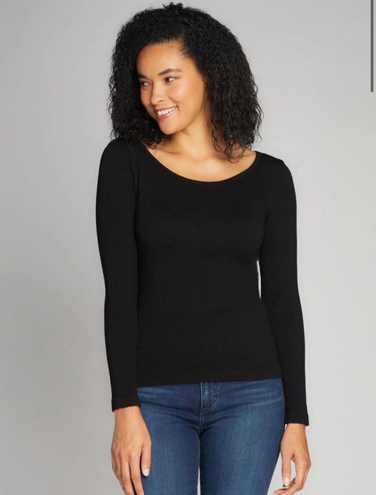 Seamless Rib Crew Neck Top - Out of the Blue