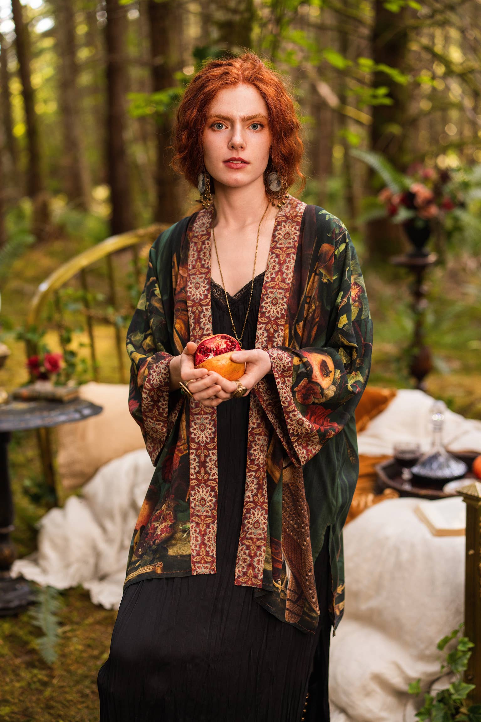 Solstice Matineé (mid-length) duster w/ Persephone & Moon