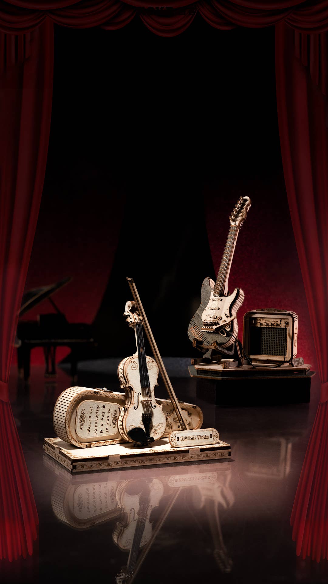 3D Laser Cut Wooden Puzzle: Electric Guitar - Out of the Blue