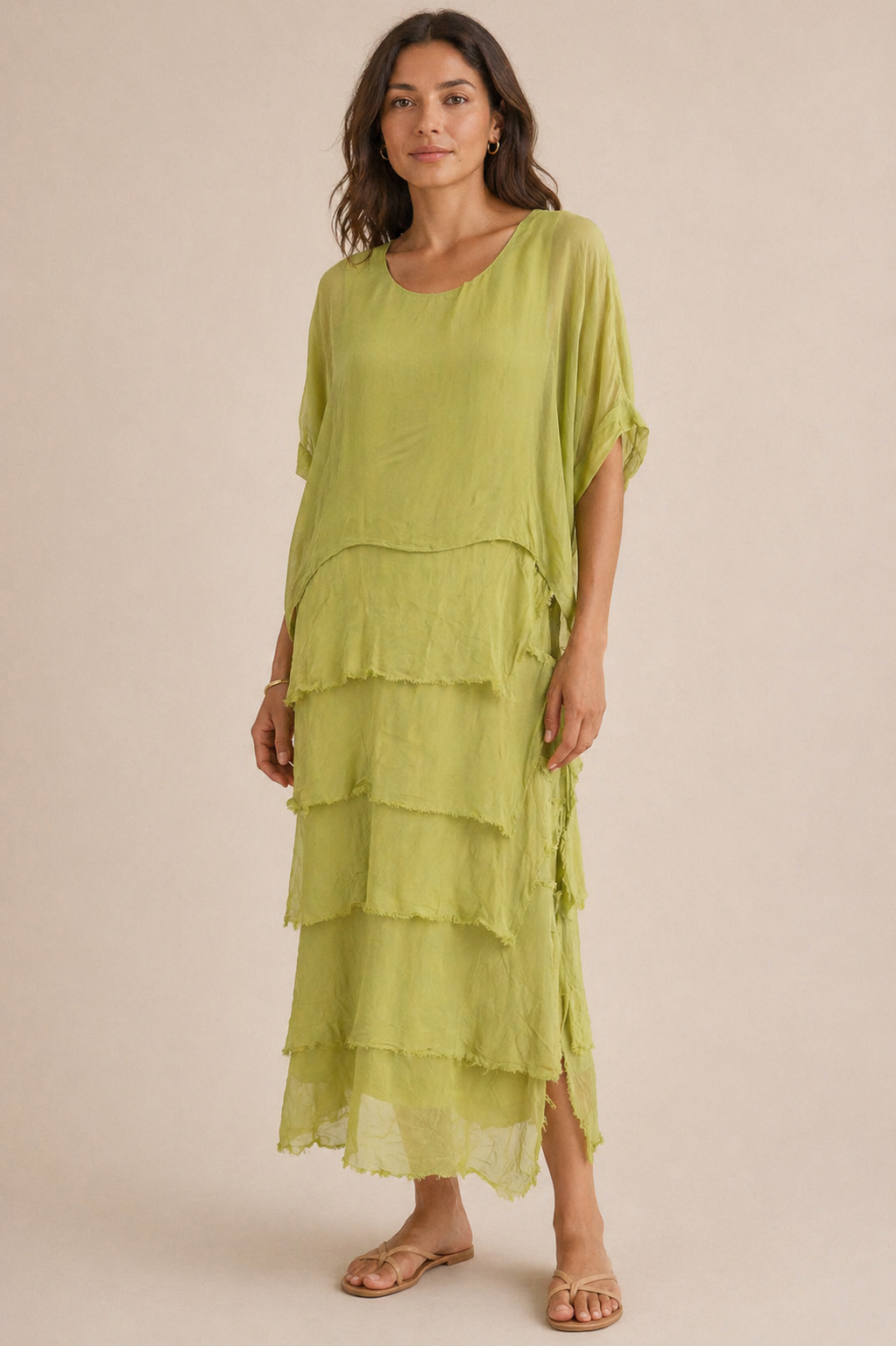 Layla Ruffled Silk Dress - Out of the Blue