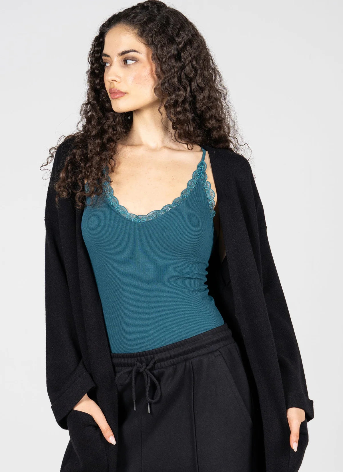 Bamboo Lace Trim Tank - Out of the Blue