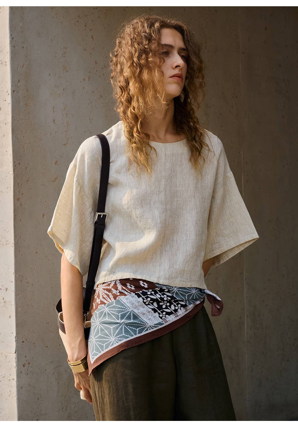 100% Linen Bell Sleeve Top - Out of the Blue