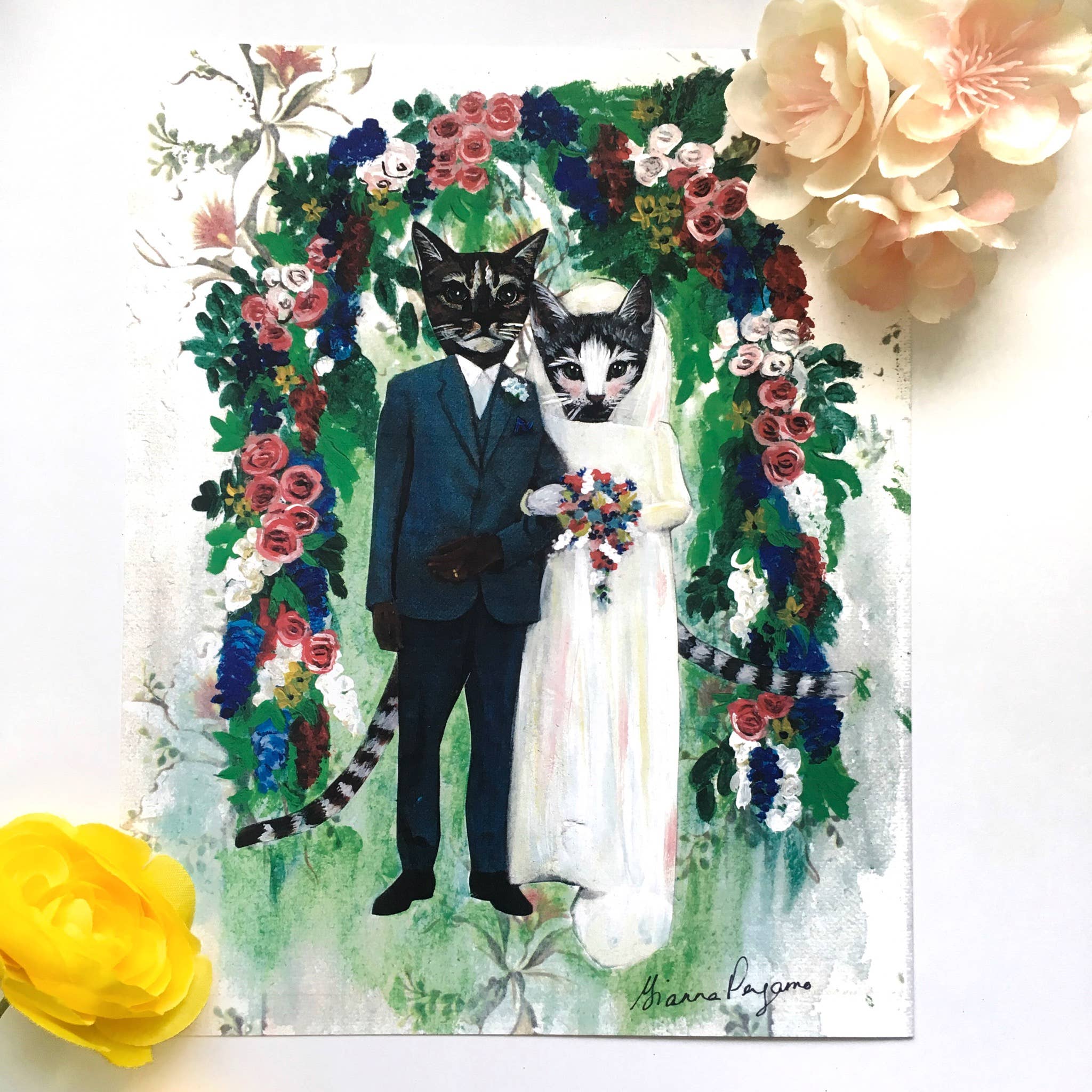 Wedding Cats 8X10 Art Print: 8 X 10" / Unsigned - Out of the Blue