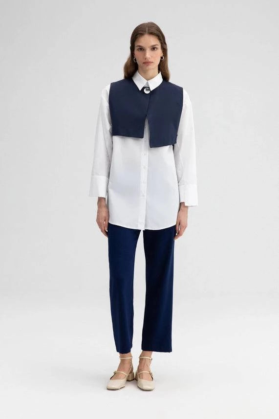 POPLIN SHIRT WITH VEST - Out of the Blue