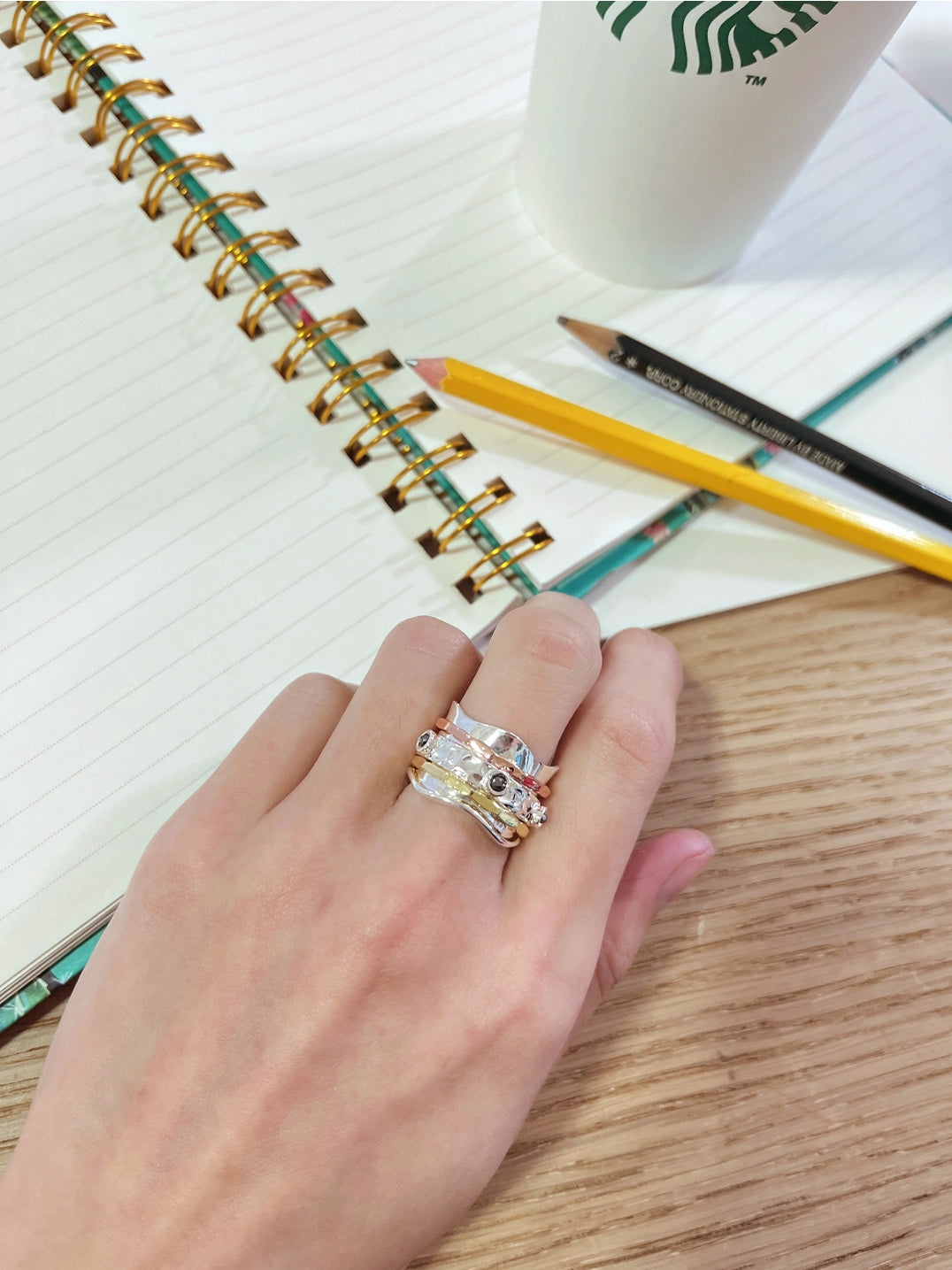 Hematite Tri Tone Spinner Ring