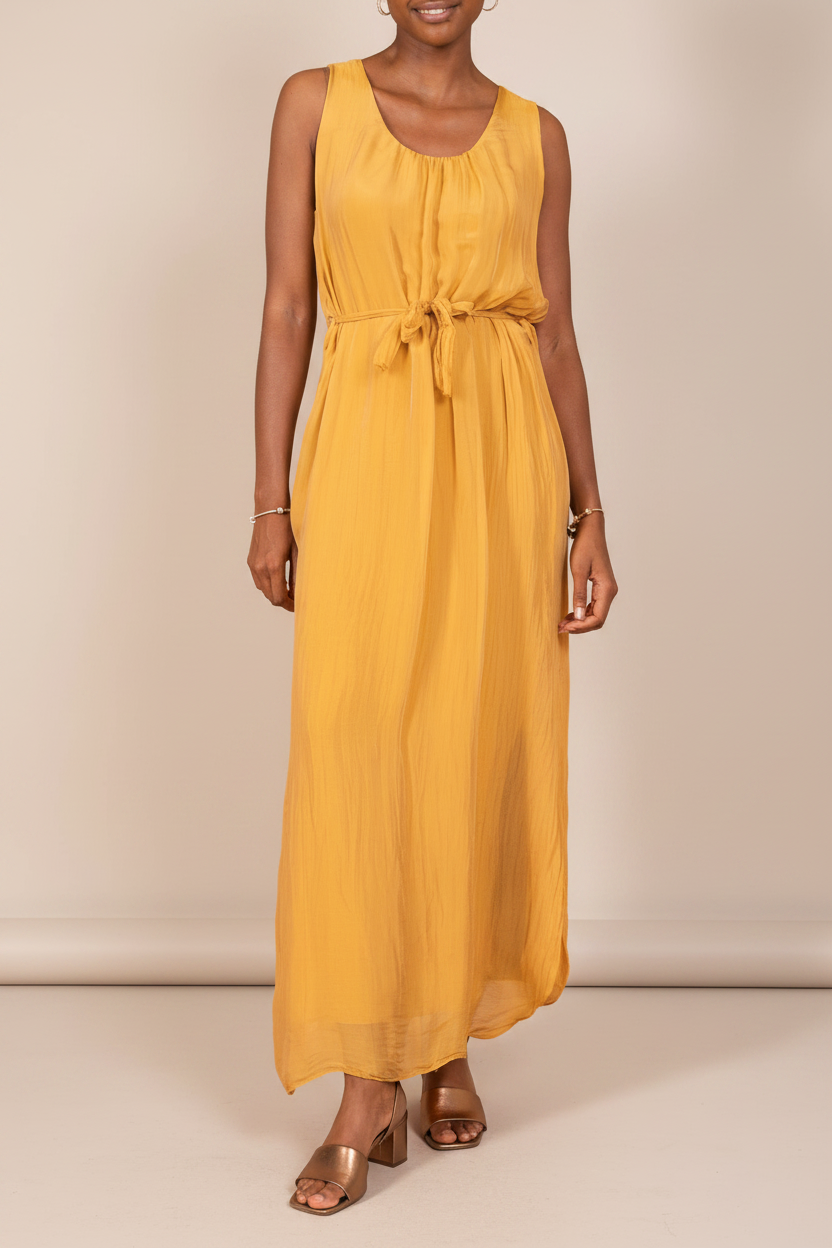Golden Hour Silk Dress - Out of the Blue