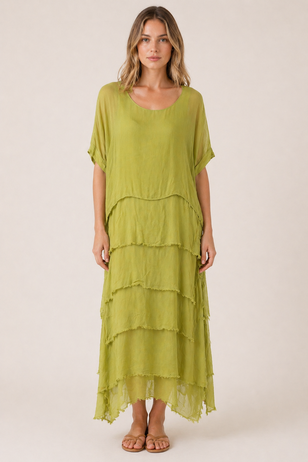 Layla Ruffled Silk Dress - Out of the Blue